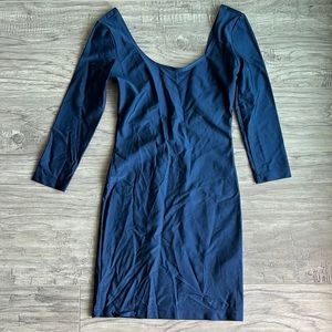 Metallic Blue Low-Back Mini Dress